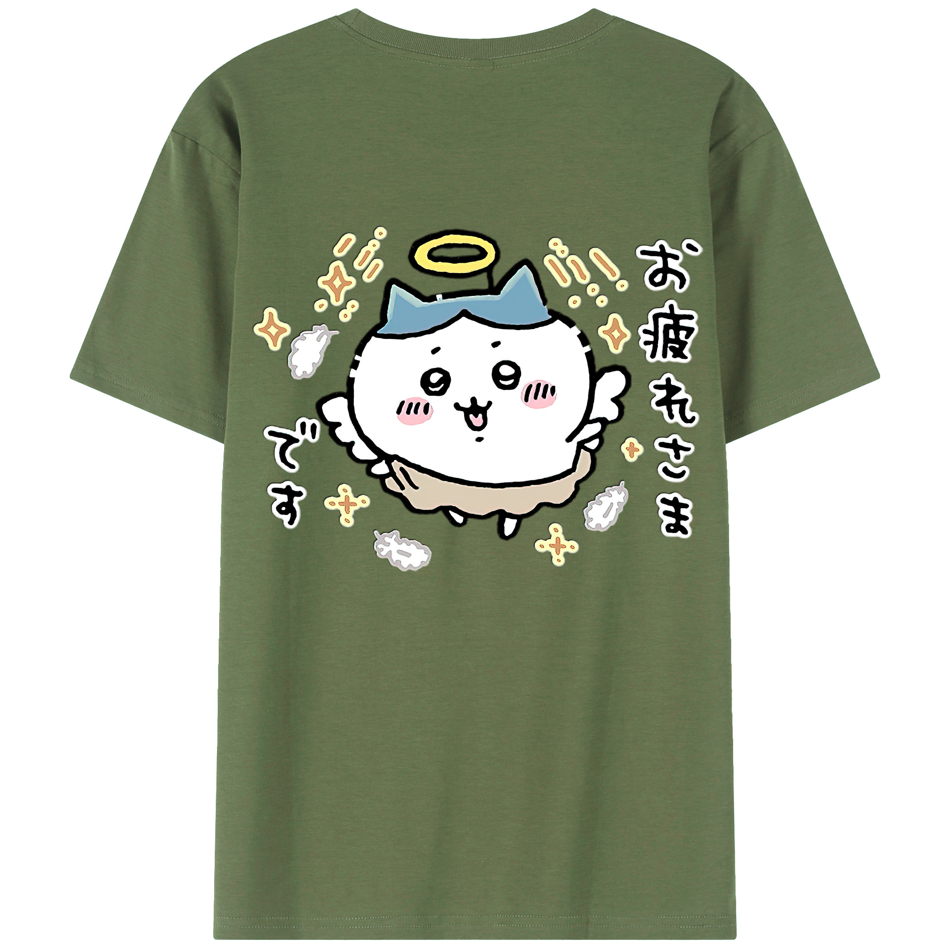 （画像用） ちいかわ ハチワレ Chii-kawa hachiware 綿100％ メンズ半袖Tシャツ（バックプリント） 通気性